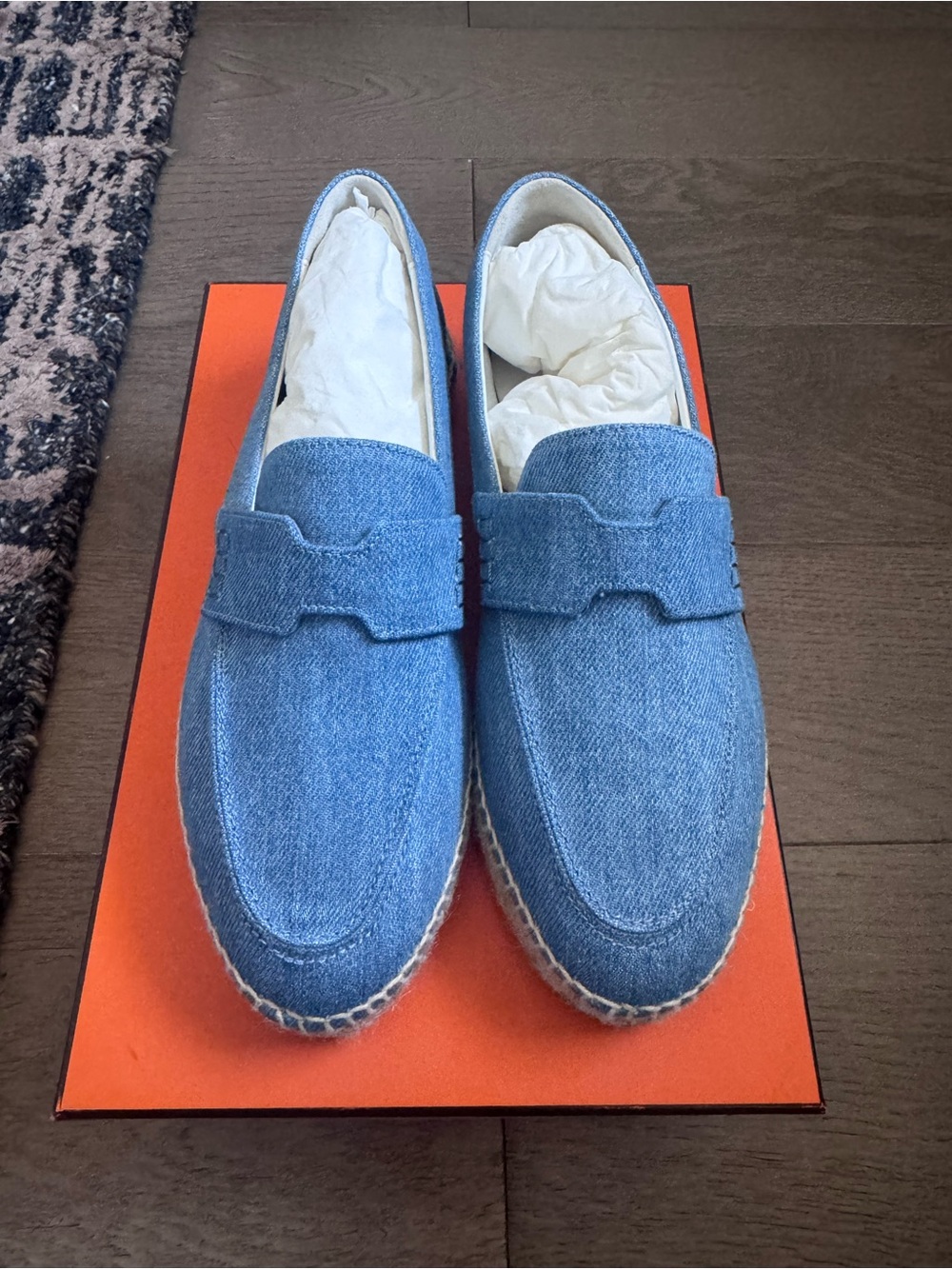 Hermes Denim Espedrilles Loafers